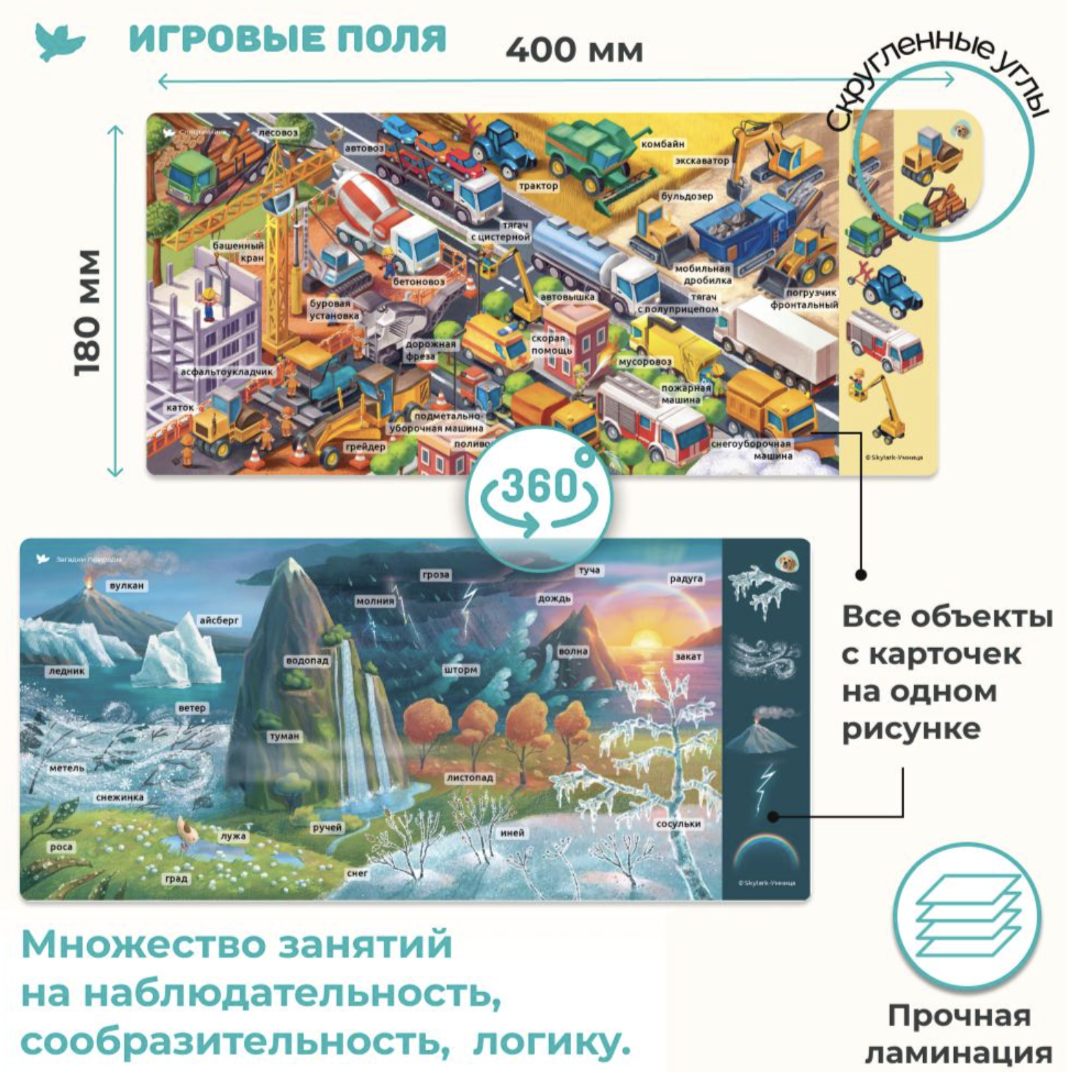 Мир на ладошке. Загадки природы и Спецтехника. Энциклопедия для детей в фотографиях. Развивающие карточки для малышей