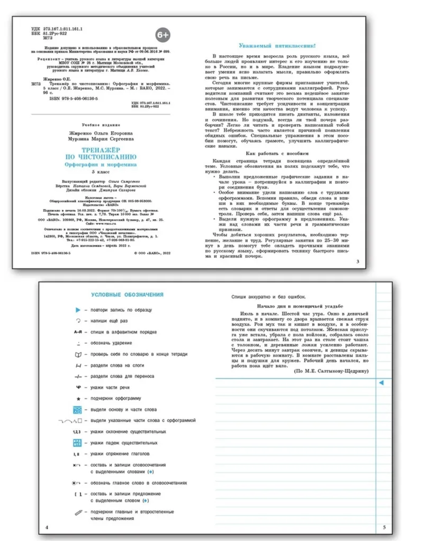 Тренажёр по чистописанию. Орфография и морфемика. 5 класс. Жиренко Ольга Егоровна