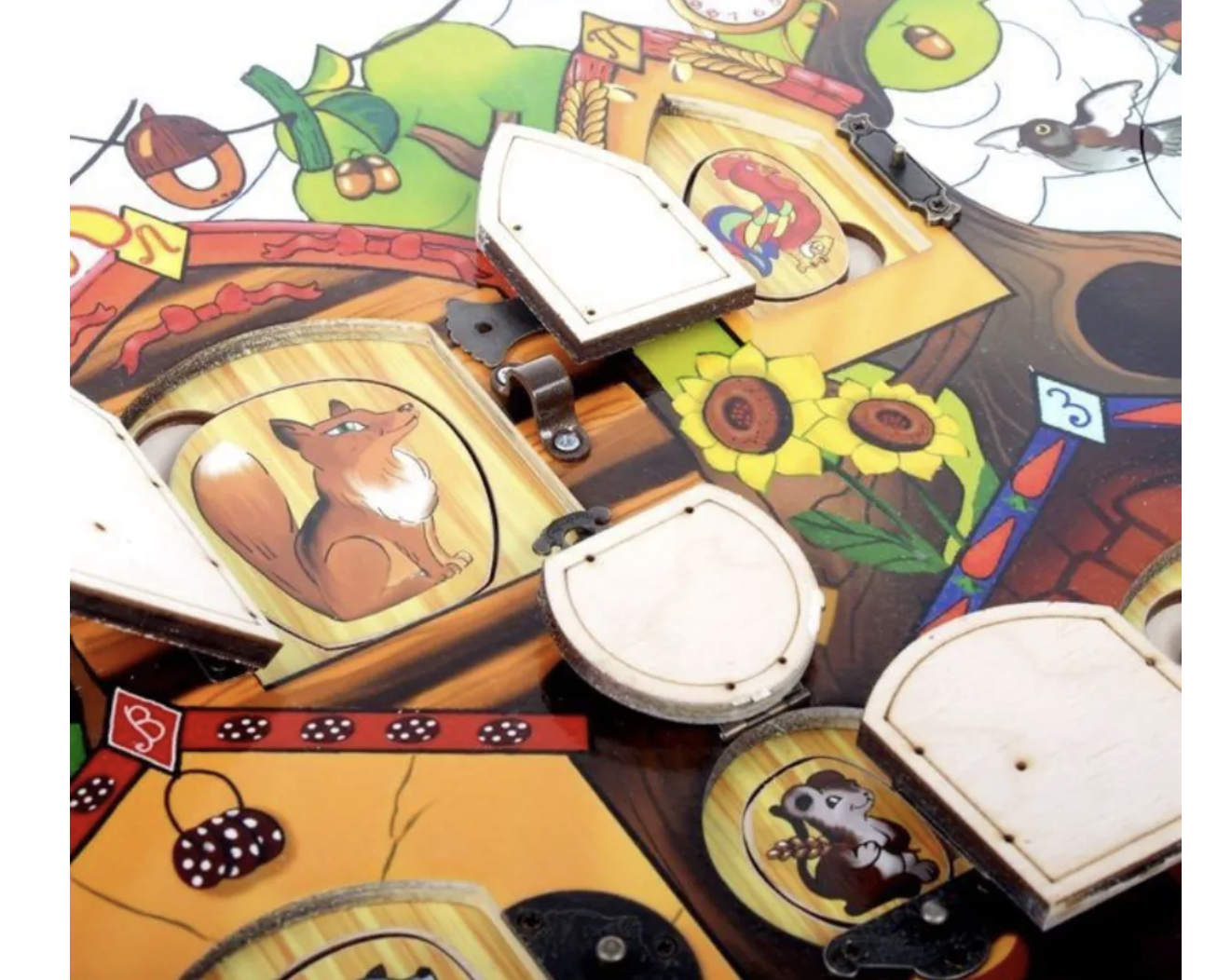 Развивающая доска с замочками Бизиборд "Теремок", рамка-вкладыш, 7 замков