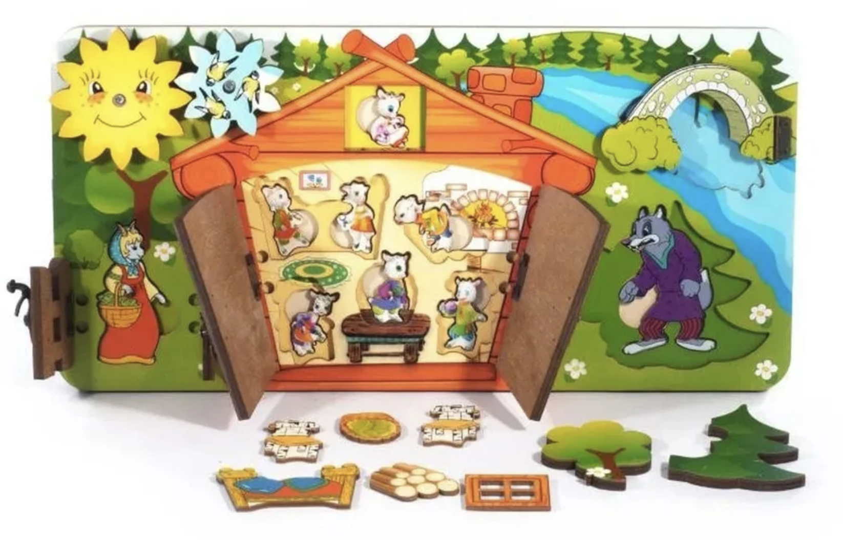 Развивающая доска. Бизиборд "Козлята и волк"