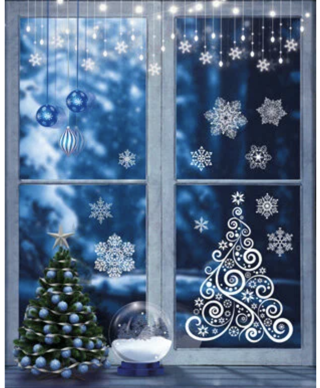 Наклейка на окно "Елочка Ажурная"