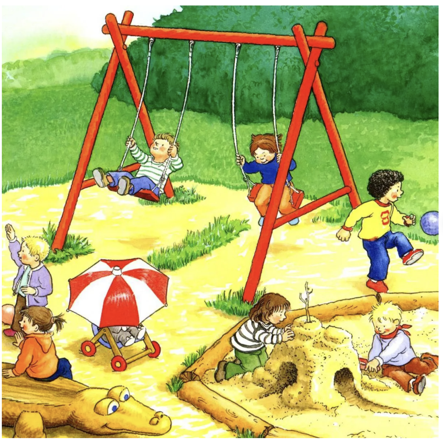 Якоб на детской площадке. Якоб - лучший друг Конни. Картонная книга. Неле Бансер