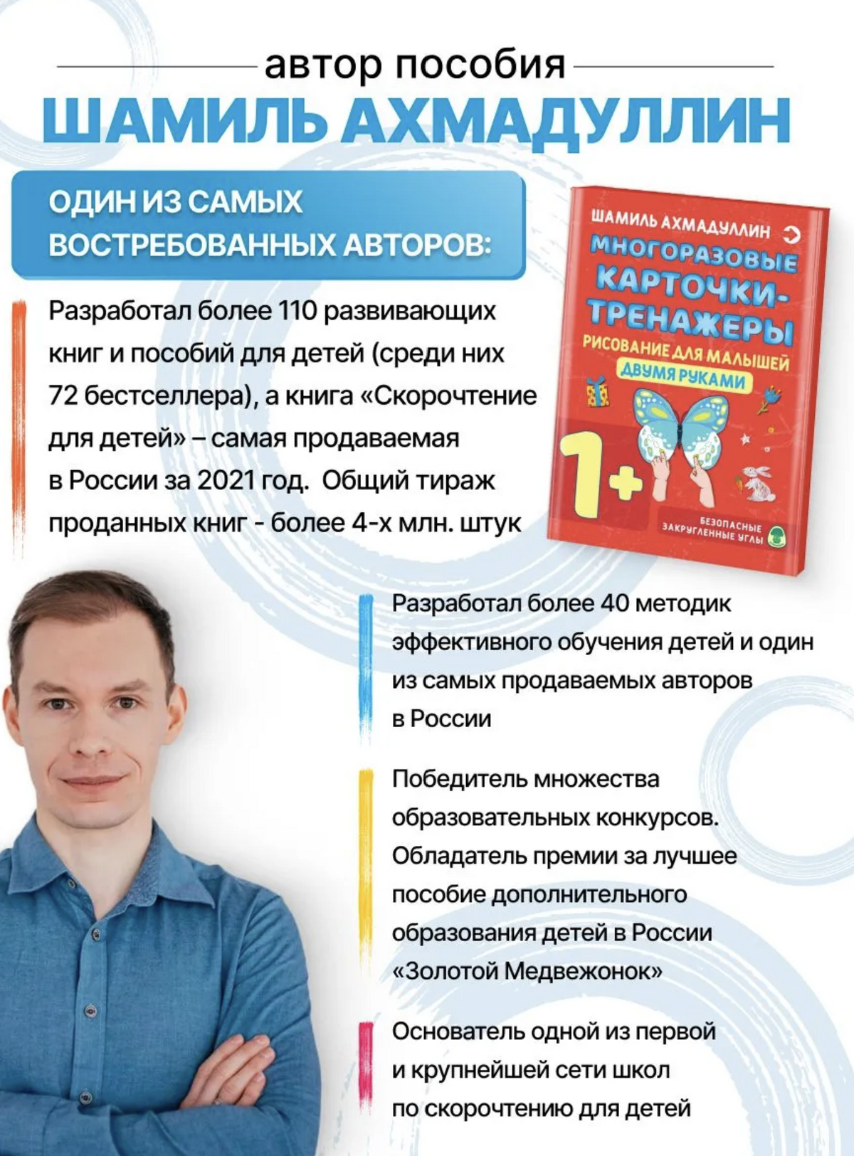 Многоразовые карточки-тренажеры. Рисование для малышей двумя руками 1+. Ахмадуллин Шамиль Тагирович