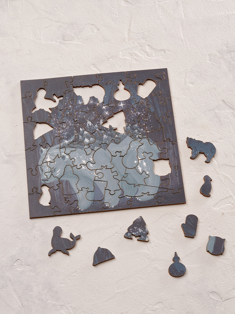 Полярный медведь. 59 деталей. Деревянный пазл