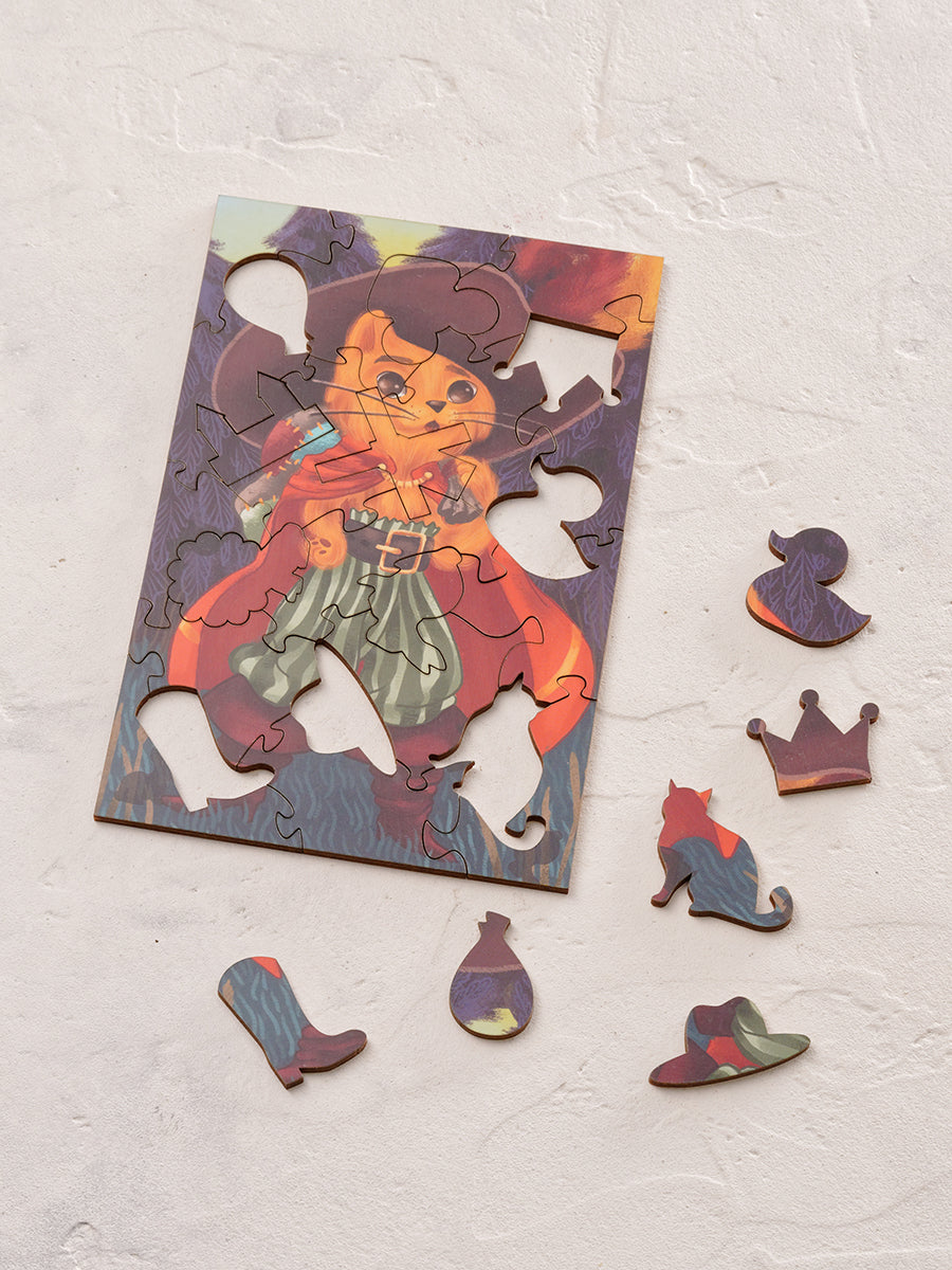 Кот в сапогах. 26 деталей. Деревянный пазл