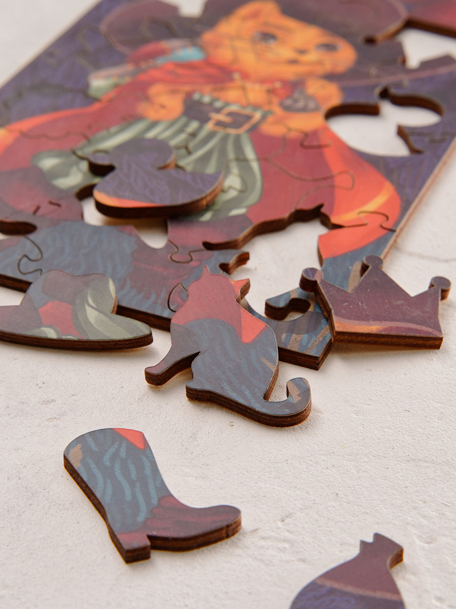 Кот в сапогах. 26 деталей. Деревянный пазл