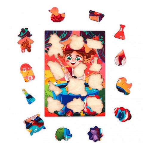 Баба-яга. 12 деталей. Деревянный пазл