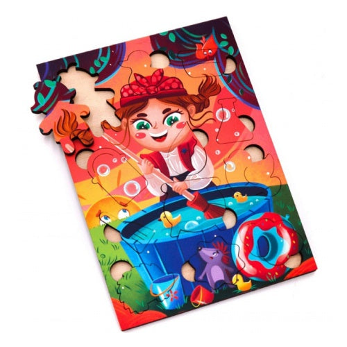 Баба-яга. 12 деталей. Деревянный пазл