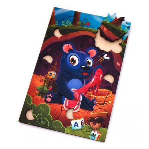 Мишка косолапый. 6 деталей. Деревянный пазл