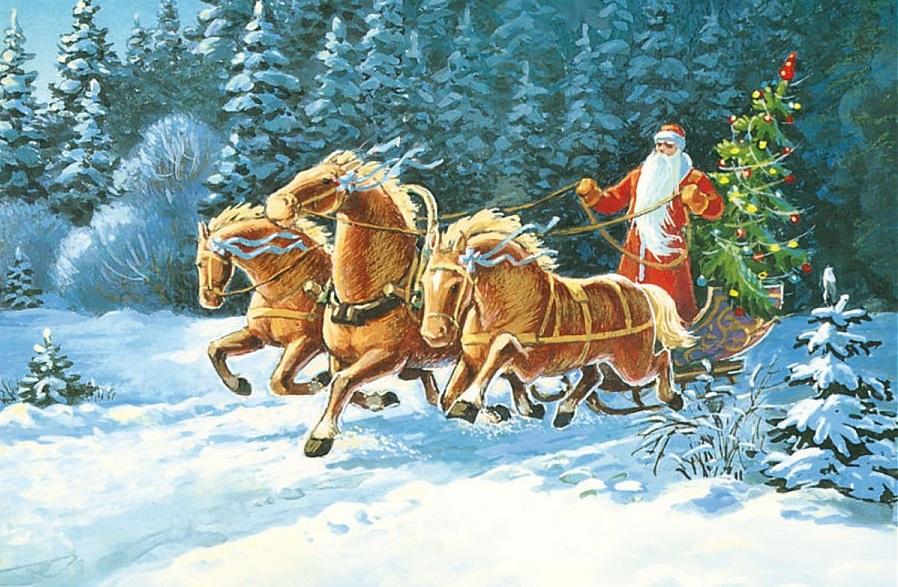 С Новым годом! Ежик и зайка с шариком. Открытки. Зарубин В.И.