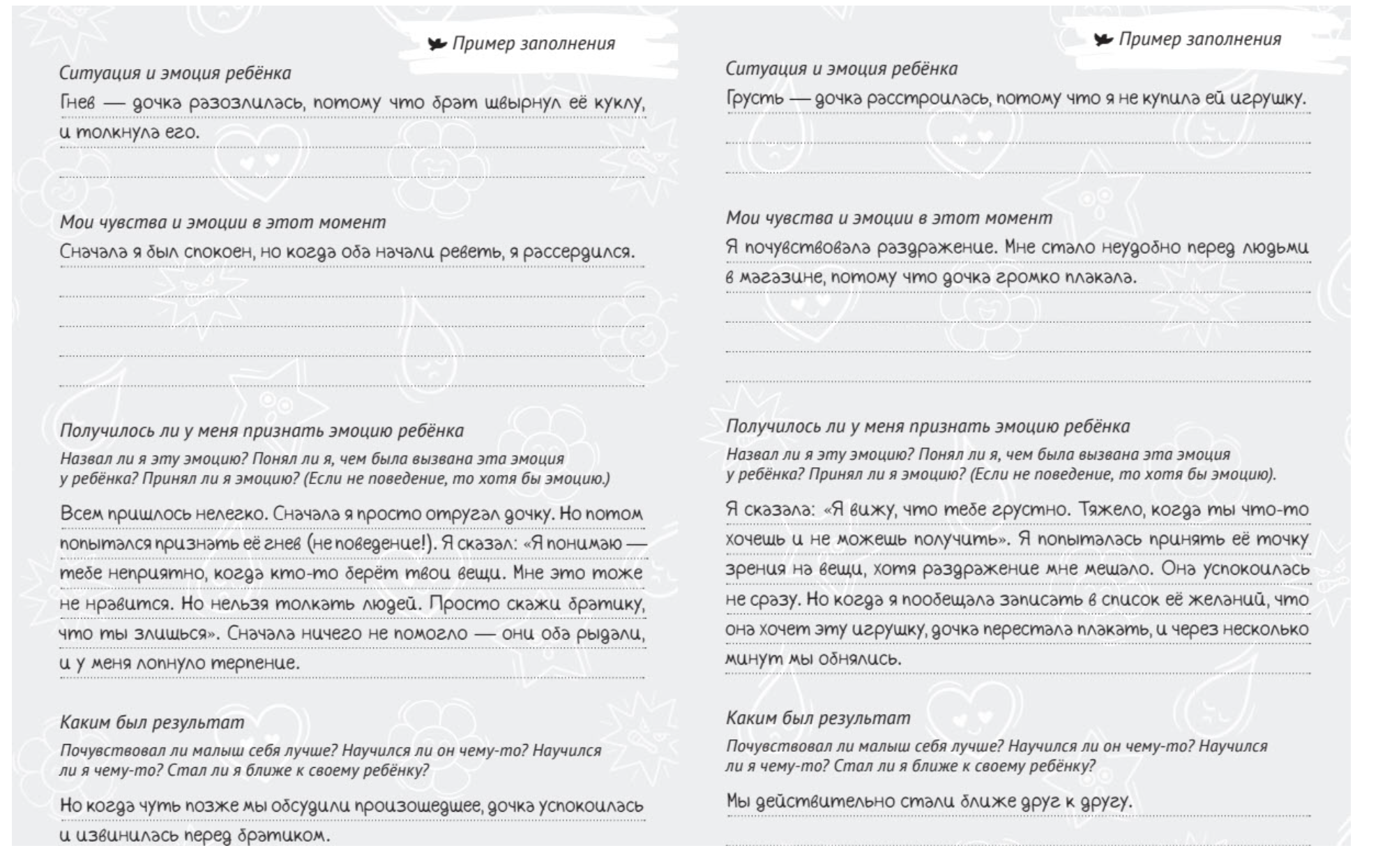 Шпаргалки для родителей и Дневник принятия эмоций