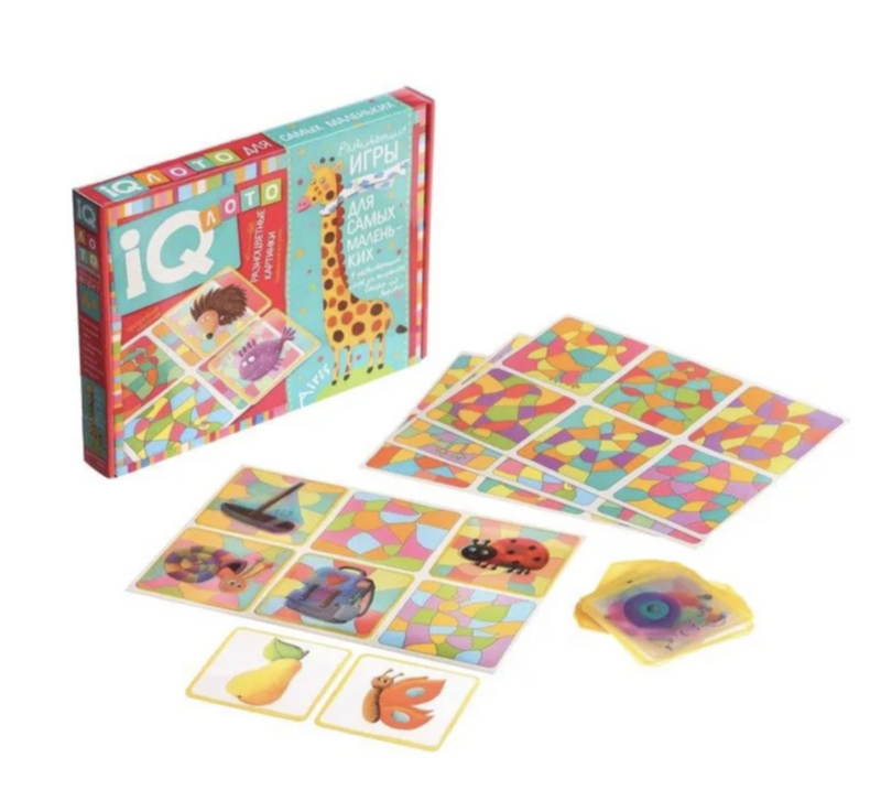 Пластиковое лото для малышей. Разноцветные картинки. Подбираем витражи