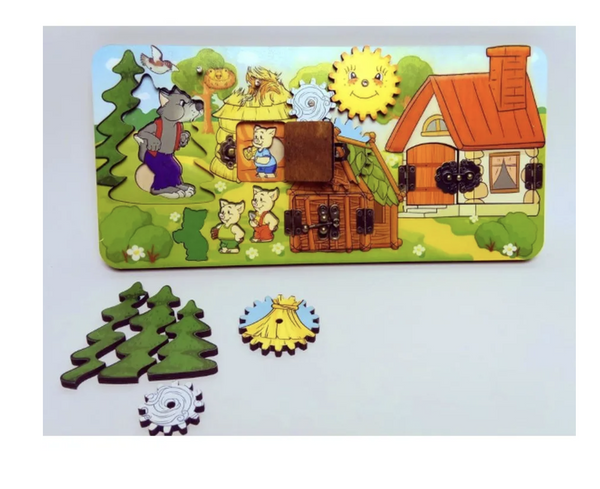 Развивающая доска. Бизиборд "Три поросенка"