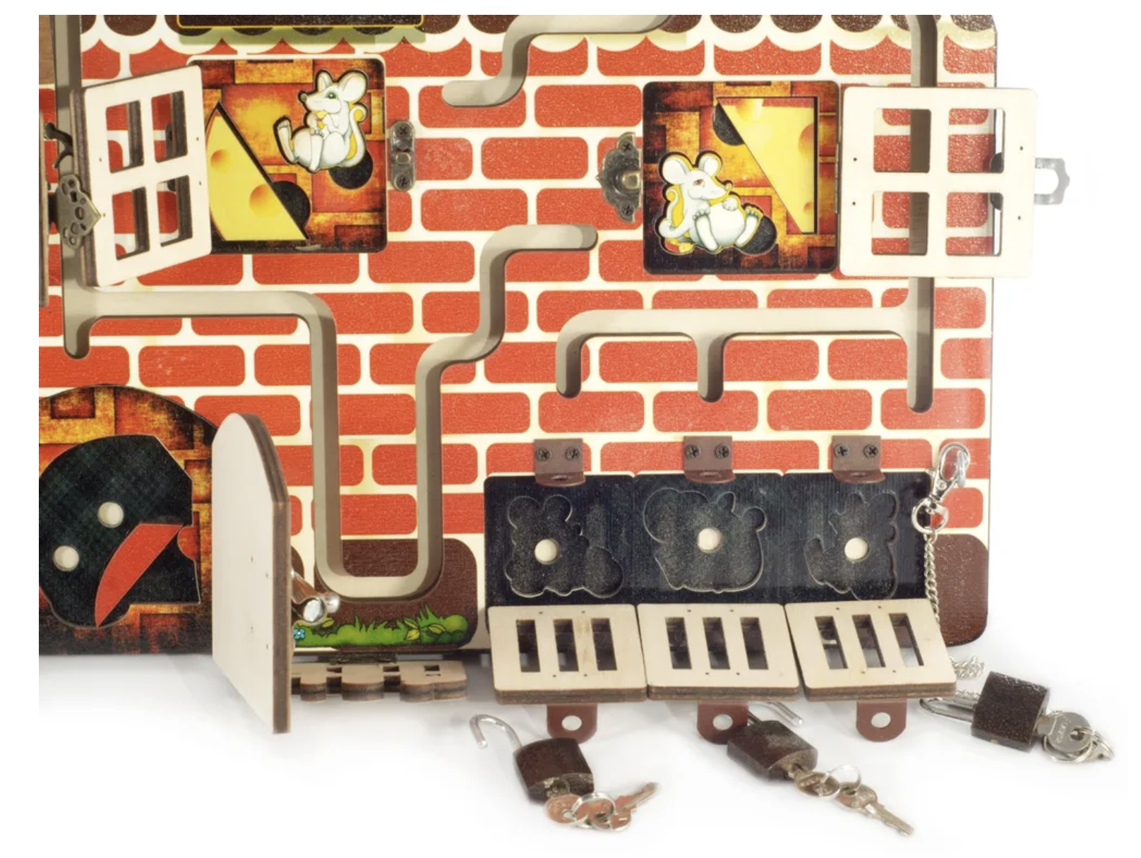 Развивающая доска. Бизиборд "Кошки-мышки"