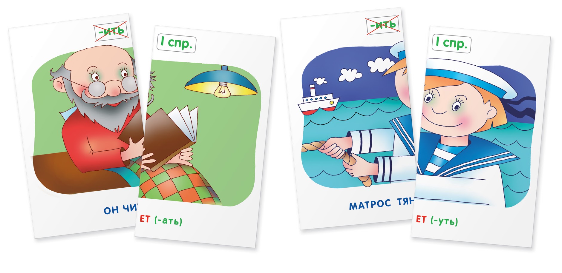 Русский язык. Клоун. Правописание окончаний глаголов. Набор карточек. Штец А.А.