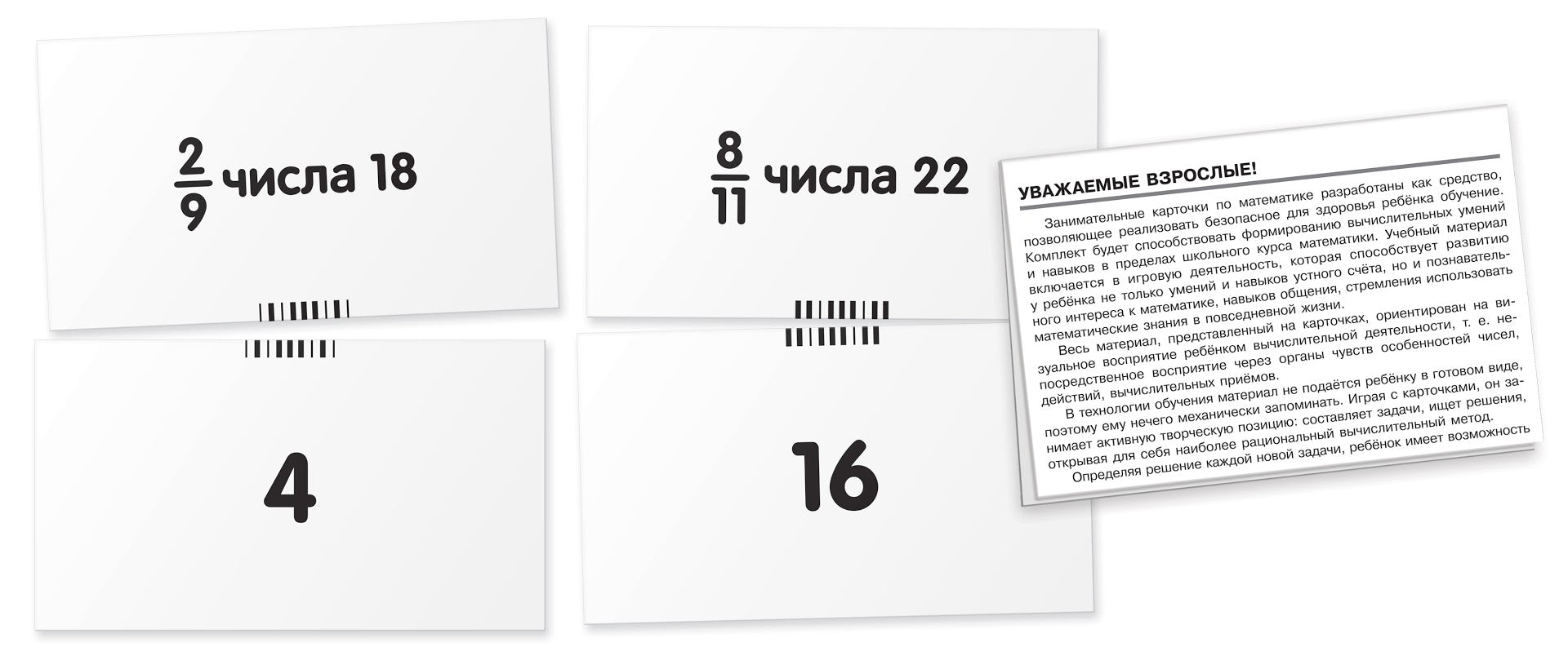 Математика. Белки. Доли и дроби. Набор карточек. Куликова Е.Н., Русаков А.А.