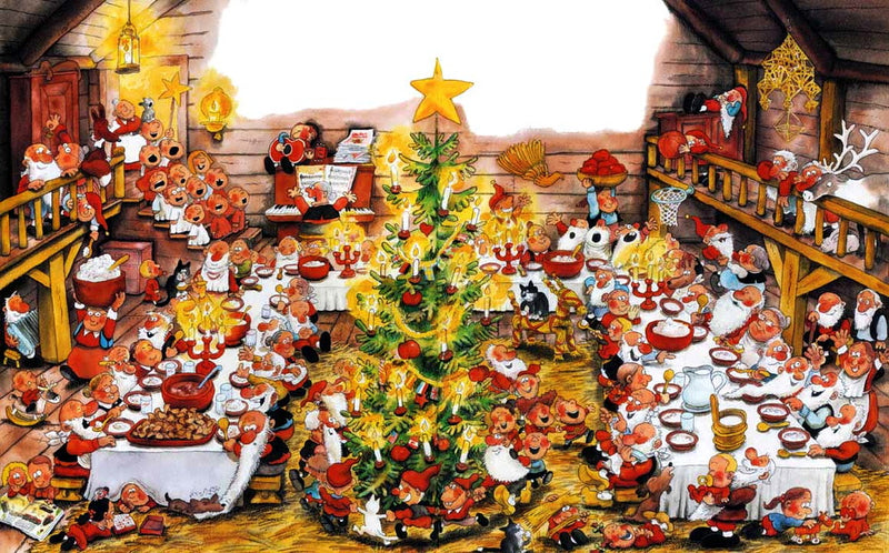 Санта и гномы празднуют Рождество. Маури Куннас