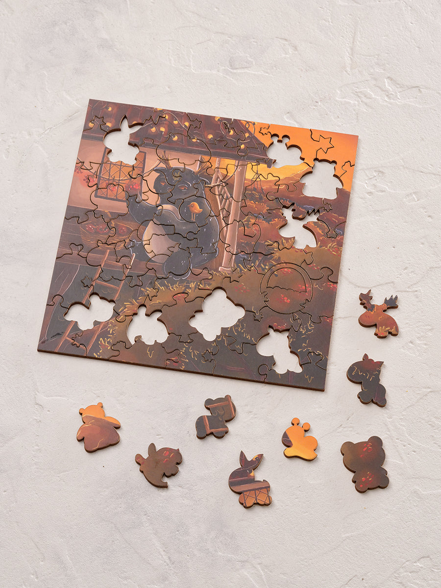 Собиратель огненной рябины. 60 деталей. Деревянный пазл