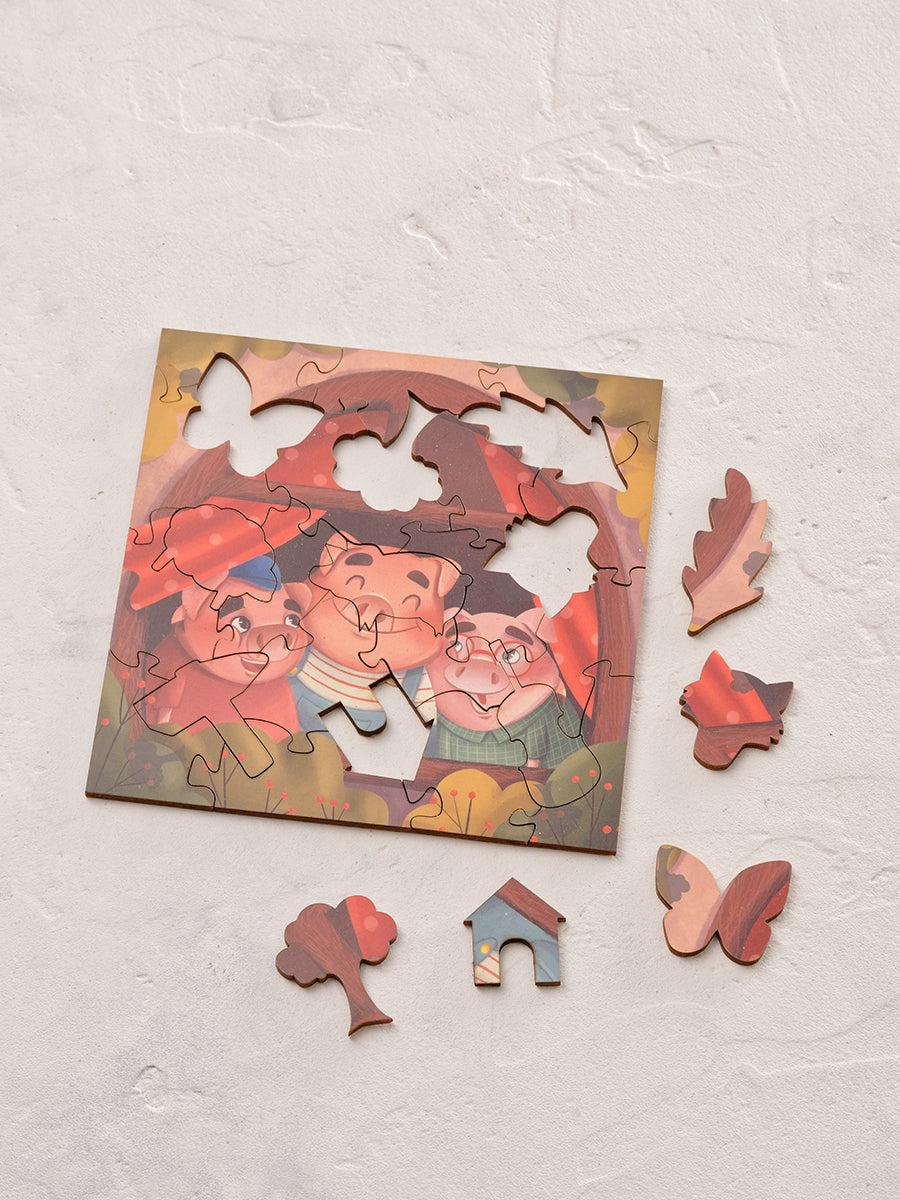 Три поросенка. 26 деталей. Деревянный пазл