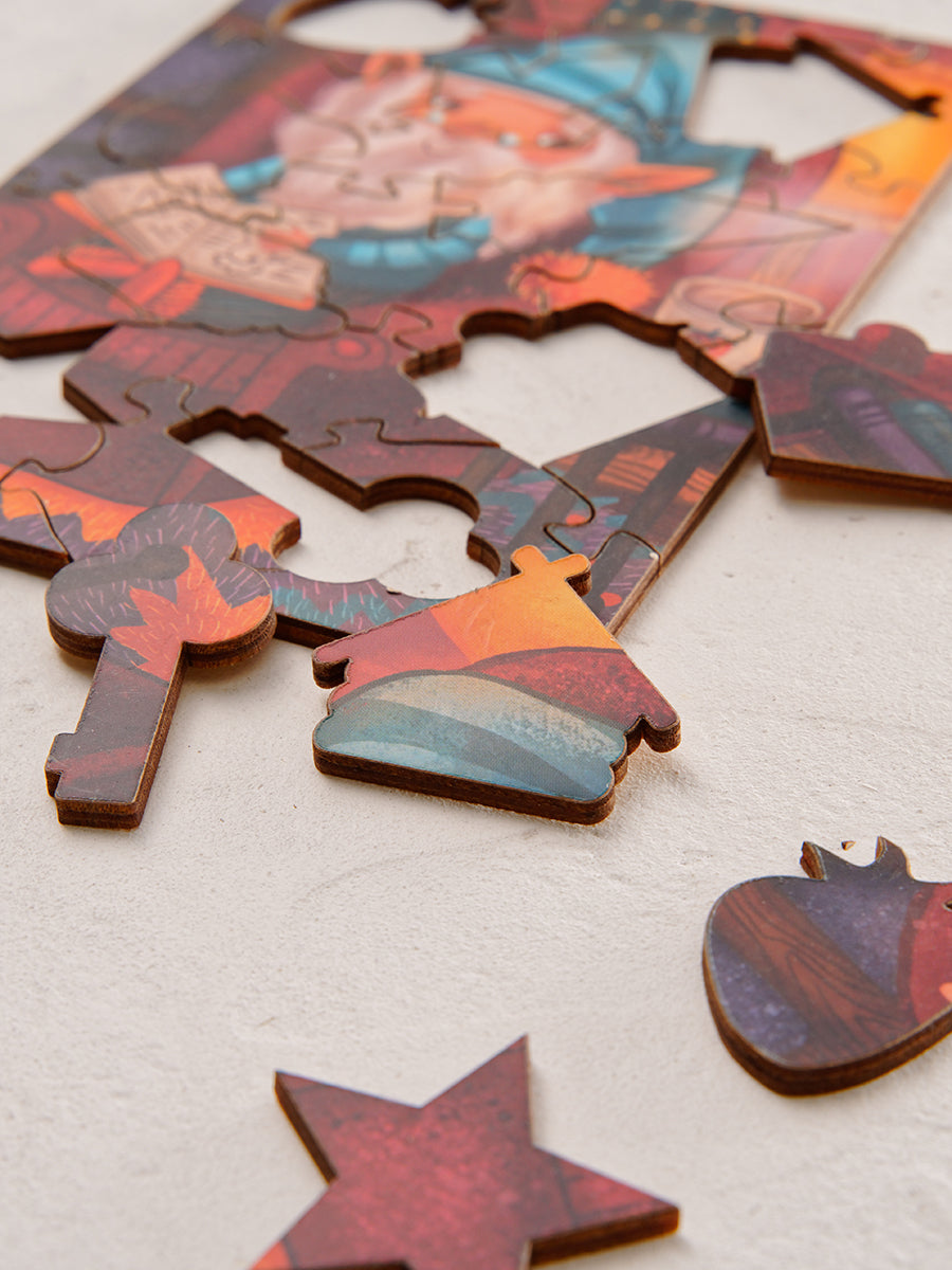 Уютный гномик. 22 детали. Деревянный пазл