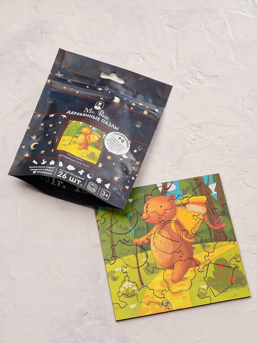Маша и медведь. 26 деталей. Деревянный пазл