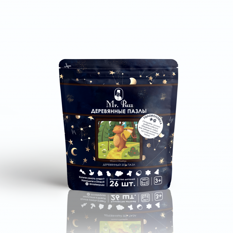 Маша и медведь. 26 деталей. Деревянный пазл