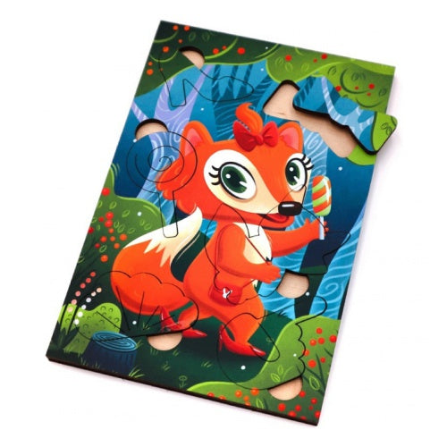 Лисичка сестричка.  6 деталей. Деревянный пазл